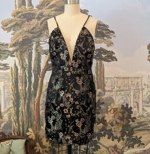 Brocade chinoiserie mini dress